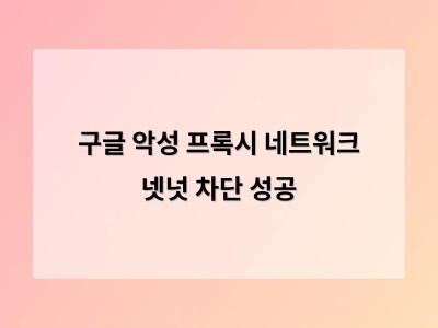 구글 악성 프록시 네트워크 넷넛 차단 성공